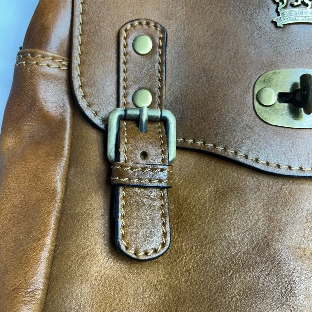 Italian Leather Mini Backpack in‎ Vintage Cognac Quiet Luxury Made in Italy
